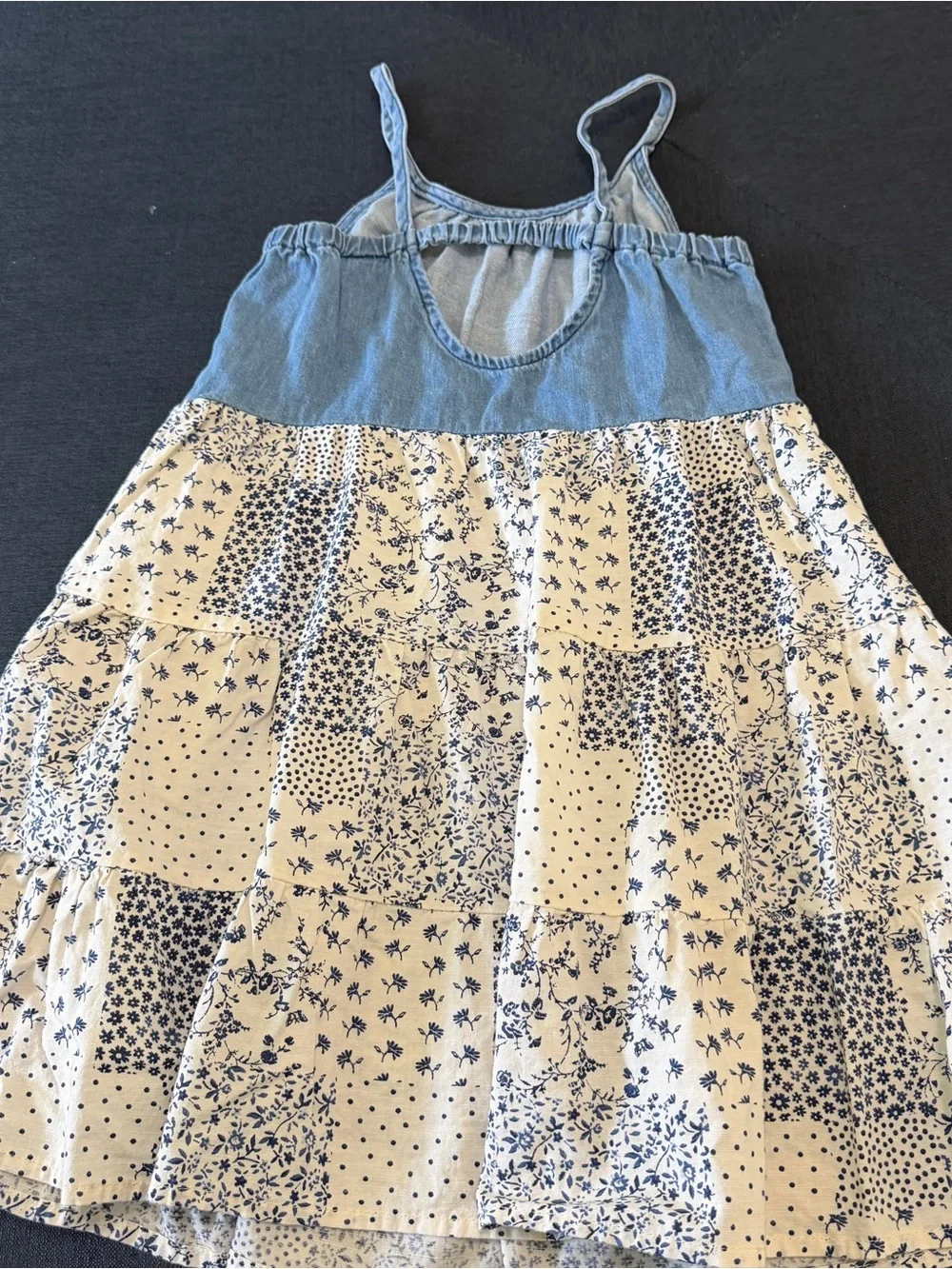 OshKosh B'gosh Girls Size 6/6x Denim and Floral Tiered Dress